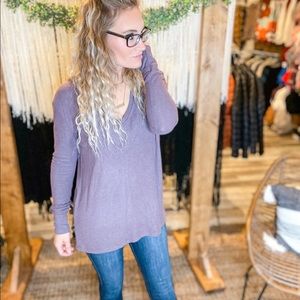 NWT Rexly Lavender V-neck Sweater with Ribbed Trim